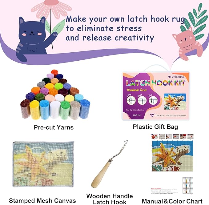 Aurora Borealis Latch Hook Kits for Adults Kids Beginners Northern Light Scenic Latch Hook Rug Kit Pre-Printed Hook and Latch Carpet Making Kits DIY Wall Hanging Crochet Set 20x15 In. Craft Gift