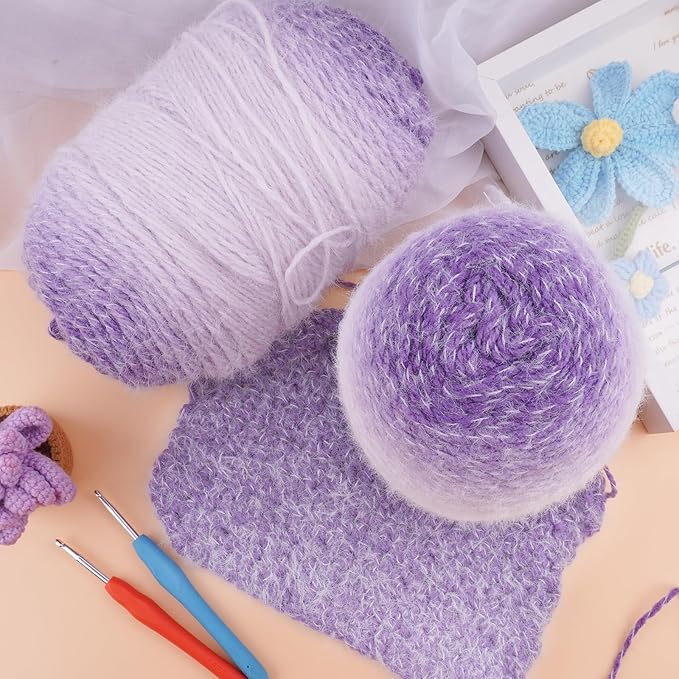 Weabetfu Gradient Cake Yarn for Crocheting & Knitting-Ombre Yarn Cake of 200g/7.05oz.-80% Acrylic,20% Nylon|Light Weight&Soft Crochet Yarns for Scarves,Blankets & Garments-08