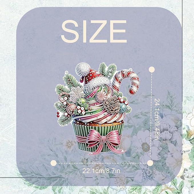 TDFERAN Diamond Painting Kits Hanging Decoration 22x24cm Christmas Cake Diamond Painting Kits for Adults Diamond Art Kits Hanging Sign Special Shape Diamond Painting Ornament Wreath Gifts Christmas