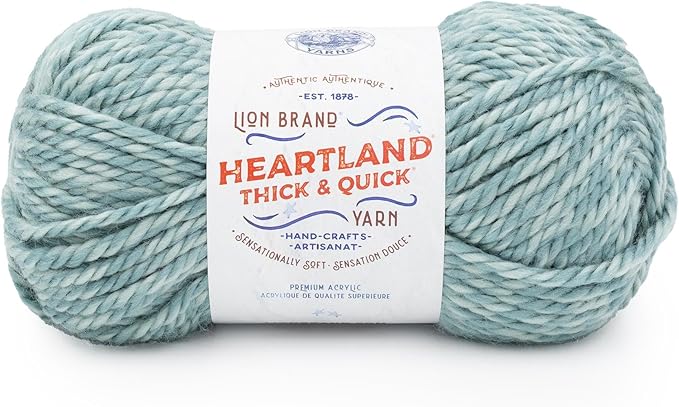 Lion Brand Yarn, Bulky Heathered Heartland Thick & Quick Yarn for Knitting and Crochet, Piedmont, 1 Pack