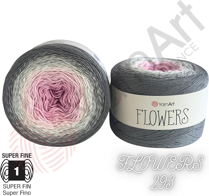 YarnArt Flowers – Gradient Cotton Acrylic Blend, 250g (8.8 oz), 1094 yds, Lightweight Sport Yarn for Crochet, Knitting, Shawls, Summer Projects (293)