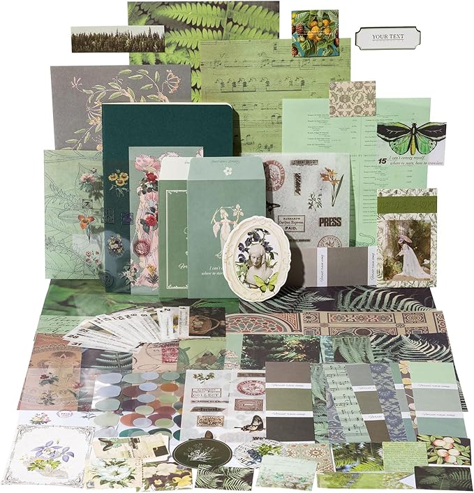 YagCu Scrapbook Kit for Beginners, Aesthetic Junk Journal Supplies, Scrapbooking and Journaling Materials, Bullet Journals Stationery, Planner DIY Arts Craft, Women Adults