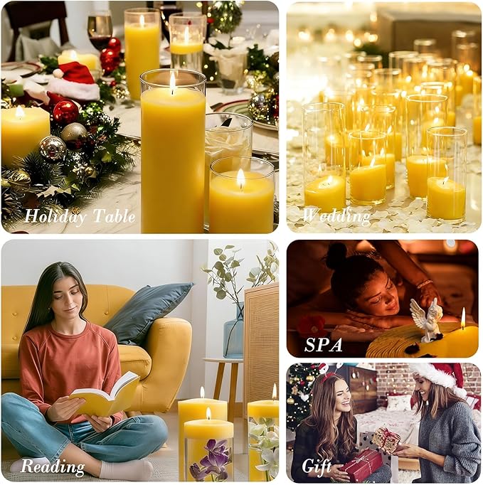 Aufien Candle Sand with Wicks, 21.4 Oz Pearled Candle, DIY Bead Powder Sand Wax Making kit Refillable Non Toxic for Handmade, Mother's Day Wedding and Halloween Christmas Decorations Yellow