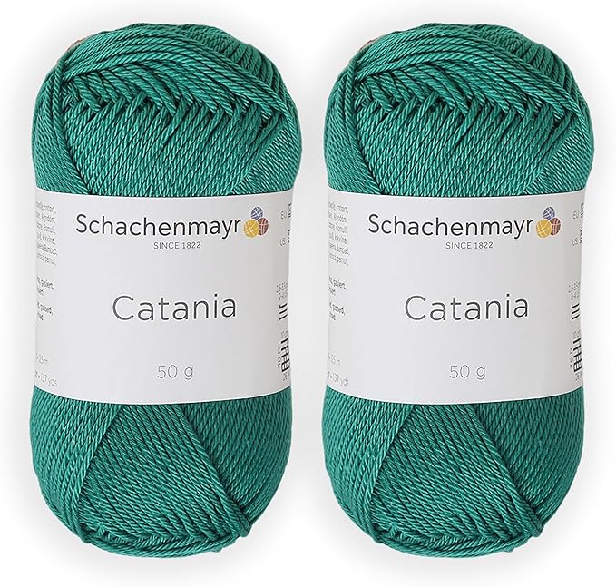 2 Skein/Pack Schachenmayr (SMC) Catania Originals Yarn, Each Ball 1.76 Oz (50gr) / 136 Yards (125 m), 100% Mercerized Cotton for Knitting and Crochet Yarn, Sport Weight, 430 - Emerald