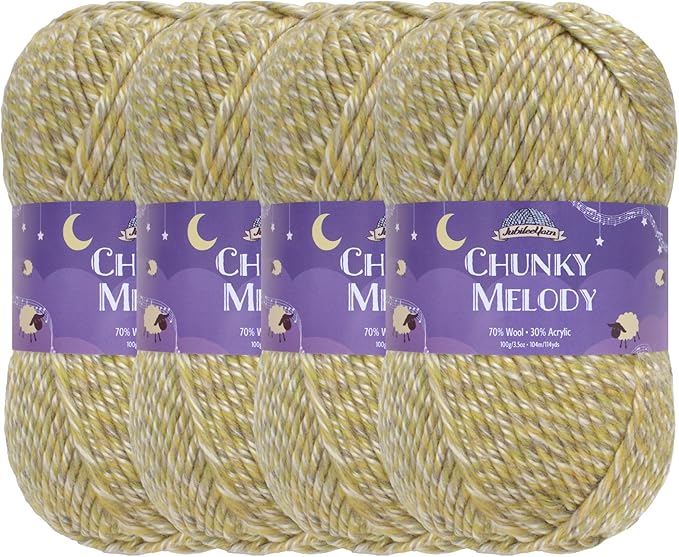 JubileeYarn Chunky Melody Yarn - 100g/Skein Bulky Wool Blend - Sage Heather - 4 Skeins