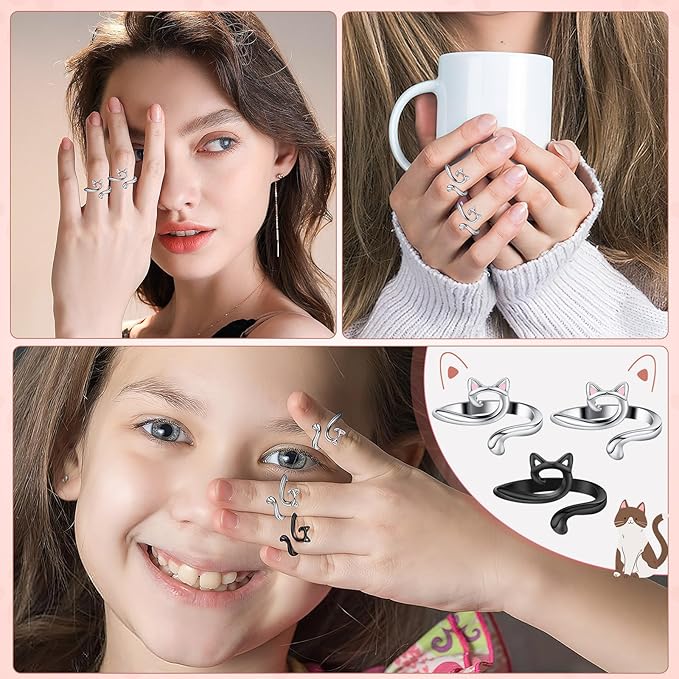 DTOFOOT 6pcs Knitting Crochet Loop Ring for Fingers Metal Open Yarn Guide Crochet Rings Adjustable Braided Faster Knitting Thimbles Holders Accessories for Crochet Mother Grandma Gifts with Box