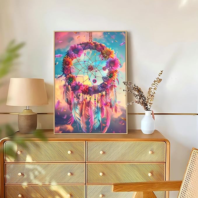 Reivworl Diamond Art Kits for Adults, Dream Catcher Diamond Painting Kits, Dream Catcher Gem Art Kit for Gifts and Home Interior Decor 12x16 Inch