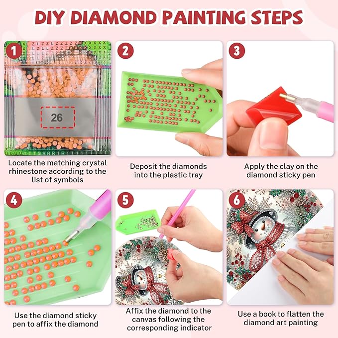 Bowetile Christmas Diamond Art Hanging Kits for Adults, Diamond Art Suncatchers Snowman, 5D Special Shape Diamond Painting Pendant Window Ornament Christmas Gifts for Home Door Wall Decor