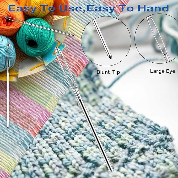 17 Pcs Sewing Knitting Kits, 9 Pcs Large-Eye Blunt Yarn Needles, 2 Pcs Needle Threader, 6 Pcs Colorful Knitting Crochet Locking Counter Stitch Needle, Suitable for Crochet Project