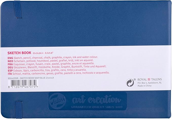 talens japan t9314-235m 452426 art creation sketchbook, drawing notebook, 8.3 x 5.9 inches (21 x 15 cm), navy blue