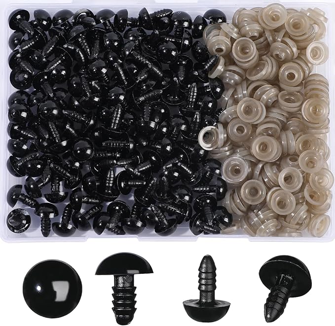 320Pcs 12mm Safety Eyes for Crocheting Amigurumi Craft Doll Eyes for Crochet Animals with Washers, Stuffed Animal Eyes for Plush Toy Bear Doll Making Supplies