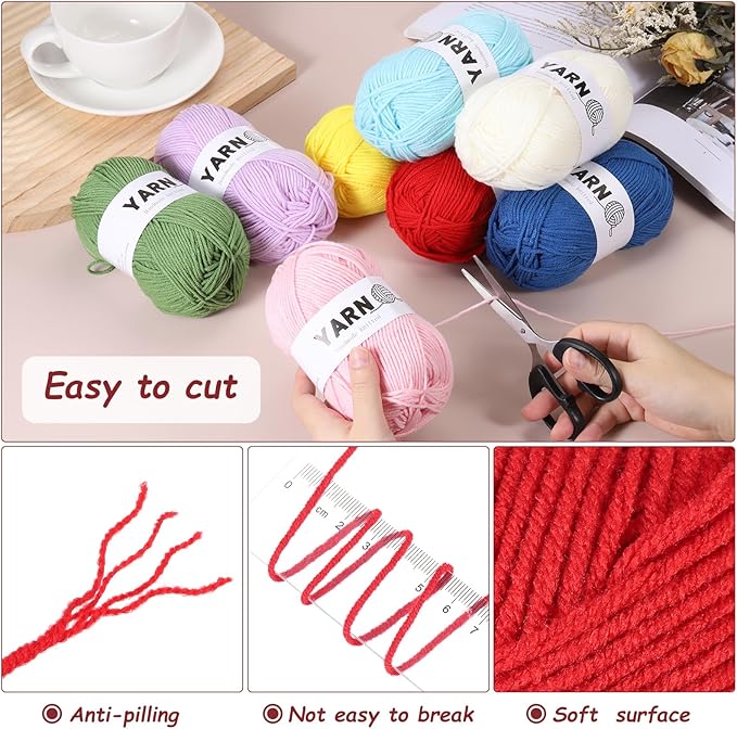 3Pcs Red Acrylic Yarn 400 Yard 4 Ply Soft Crochet Yarns Sport Weight Yarn,[for DIY Crocheting Knitting Craft Blankets Hats]-150g