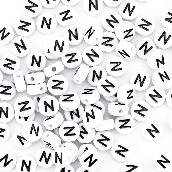 sunrica 300pcs round letter beads for charms bracelets making 4x7mm individual white alphabet beads kit n