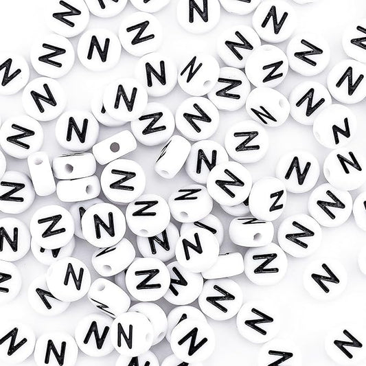 sunrica 300pcs round letter beads for charms bracelets making 4x7mm individual white alphabet beads kit n