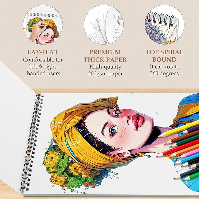 Coloring Books for Adults Relaxation Spiral Bound Printed On One Side, Coloring Book for Women with 24 Patterns One Sided Design, Mindfulness Anxiety Relief Gifts Melanin Magic