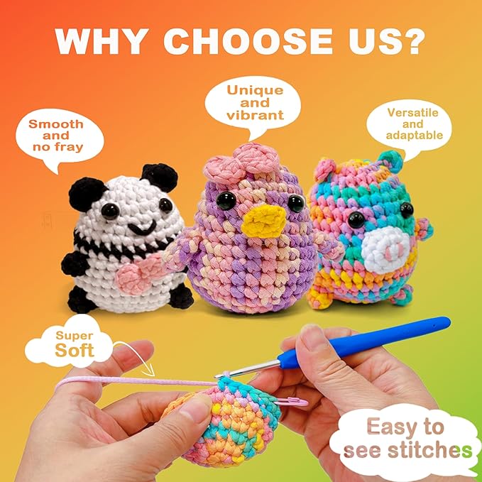 3.5Oz Beginner-Friendly Yarn for Crocheting and Knitting;Worsted-Weight Medium #4;Cotton Blend Yarn for Beginners with Easy-to-See Sitches,Great for Amigurumi DIY (Blue,1 Skein)