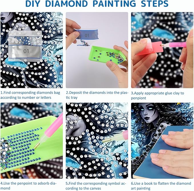 SENQAO Halloween Diamond Art Hanging Kits for Adults Beginners, DIY Acrylic 5D Special Shaped Crystal Diamond Gem Art Painting Hanging Ornament for Home Wall Decor and Gift（Retro Witch）