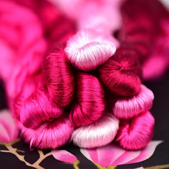 Natural 100% Silk Thread, Handmade Embroidery Thread Silk Floss 9 Colors 110m Each (39)