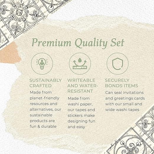 Serenity Fair Washi Tape – Mediterranean Tile Pattern, Extra Wide 4 Inch Scrapbook Supplies for Scrapbooking, Journaling, Stickers, Craft Paper, and DIY Scrapbook Tape Roll (Gold foil)