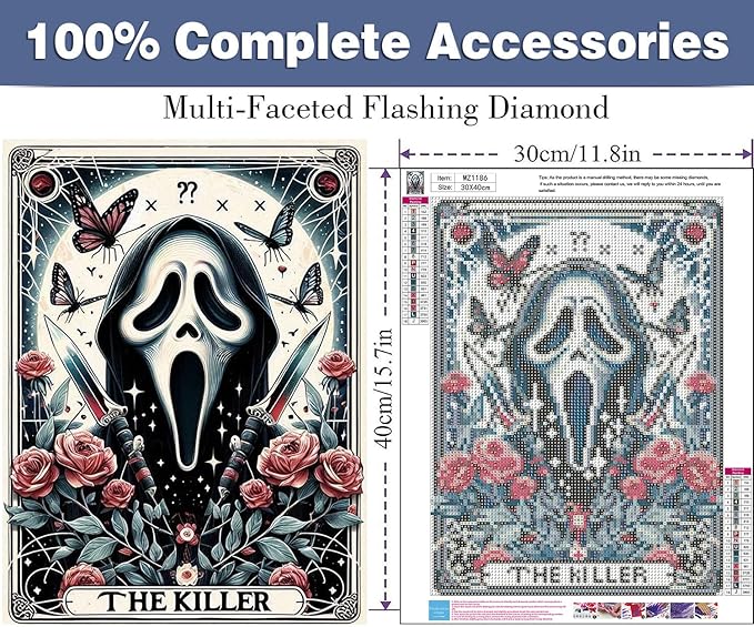 ijbnhd Skull Diamond Art Kits for Adults, Skull Diamond Painting Kits for Adults, DIY Full Drill Gem Art Crystal Rhinestone for Wall Home Decor 12X16inch