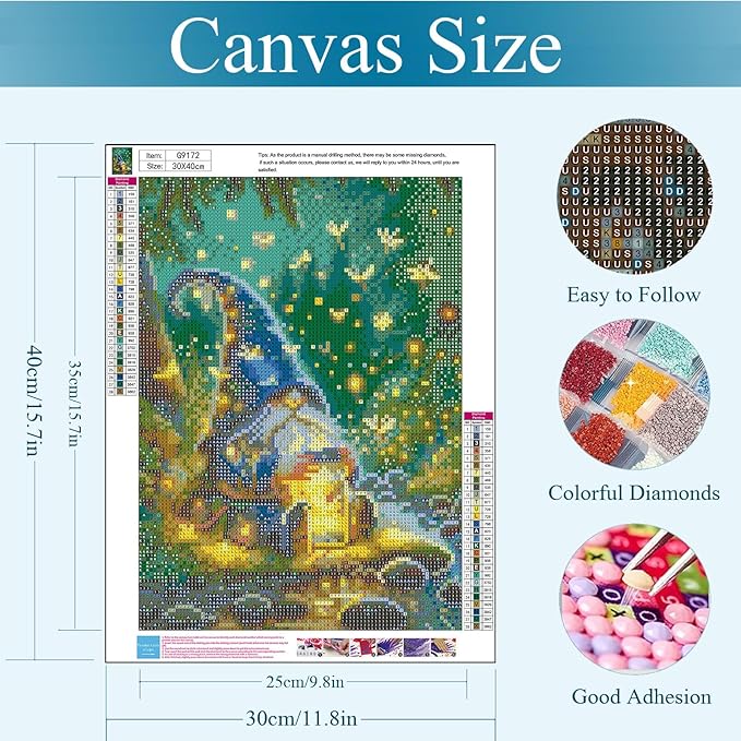 Gemozaic Gnome Diamond Art Kits for Adults, Adults' Diamond Painting Gnome, 5D Gem Art Kit for Gift Home Wall Decor, 12x16 Inch