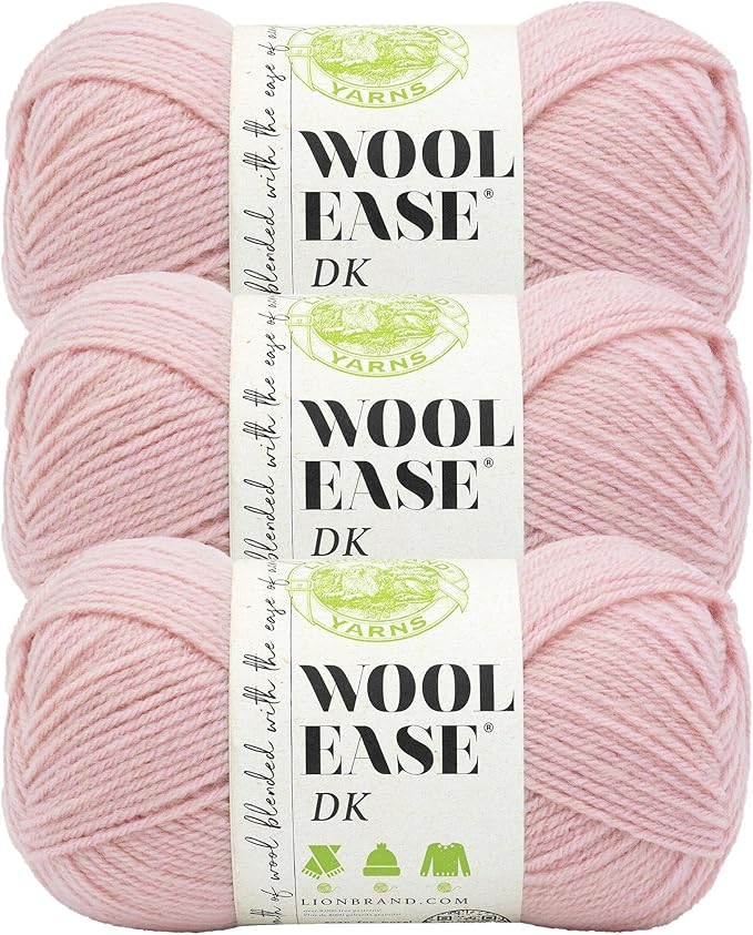 Lion Brand Wool-Ease DK Yarn, Yarn for Knitting, Crocheting, and Crafts, Pink, 3 Pack