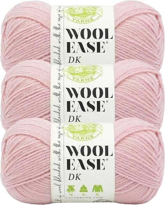 Lion Brand Wool-Ease DK Yarn, Yarn for Knitting, Crocheting, and Crafts, Pink, 3 Pack