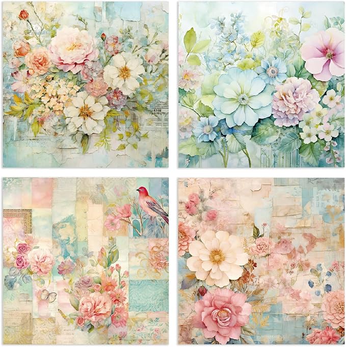 YASMEN Flowers Scrapbook Paper Pad, 6x6 Single-Sided Valentine Cardstock Paper Pad for Card Making, Journals, Planner, DIY Envelopes, Greeting Cards, Decorative Art Craft -24 Sheets