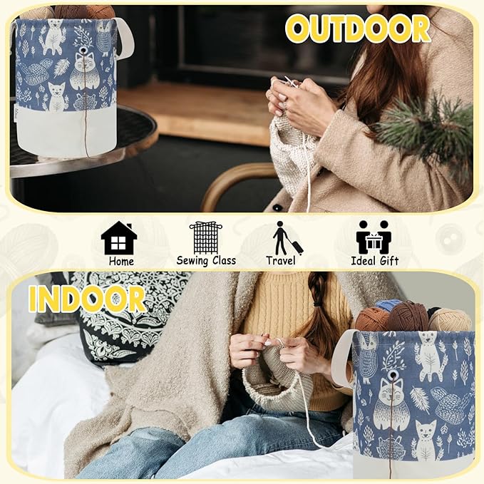 Yarn Bag, Large Crochet Bag Organizer, Drawstring Yarn Storage Knitting Bags, Portable Mini Yarn Holder for Crocheting Project, Store Skein Ball, Needles Accessories