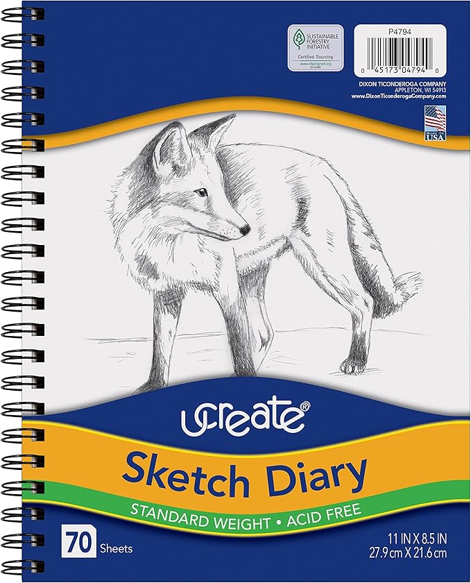 UCreate Sketch Diary P4794, 11" x 8 1/2", 70 Sheets