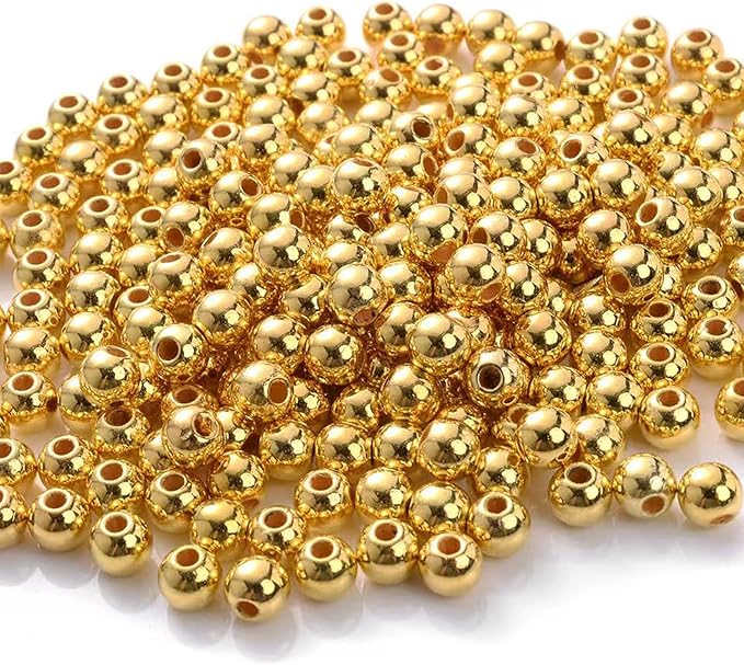 Laopottbeads 2000 Pcs Gold Beads with Oxidation-Resistant Finish, 4mm Round Beads DIY Kit for Bracelets, Earrings, Necklaces & Anklets