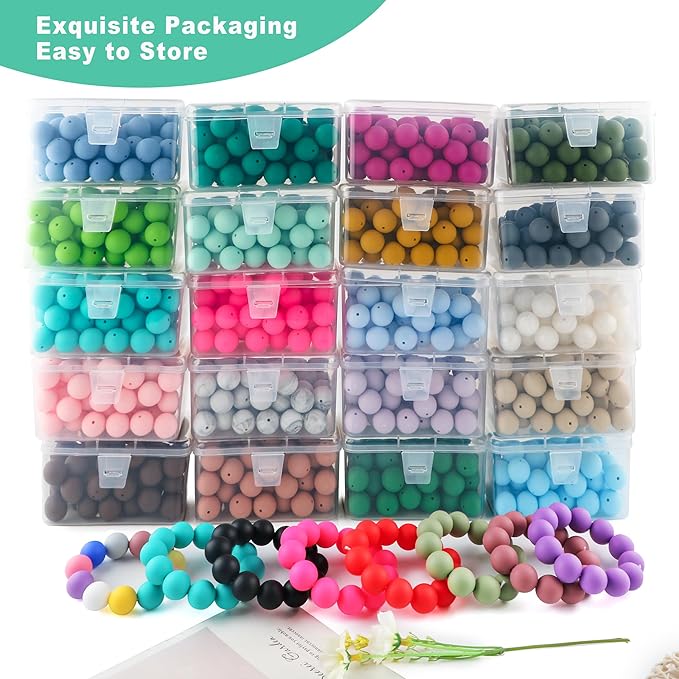 65Pcs 19mm Silicone Beads for Keychain Making Bracelet Necklace, Bulk Round Silicone Beads for Pens（Mint Green）
