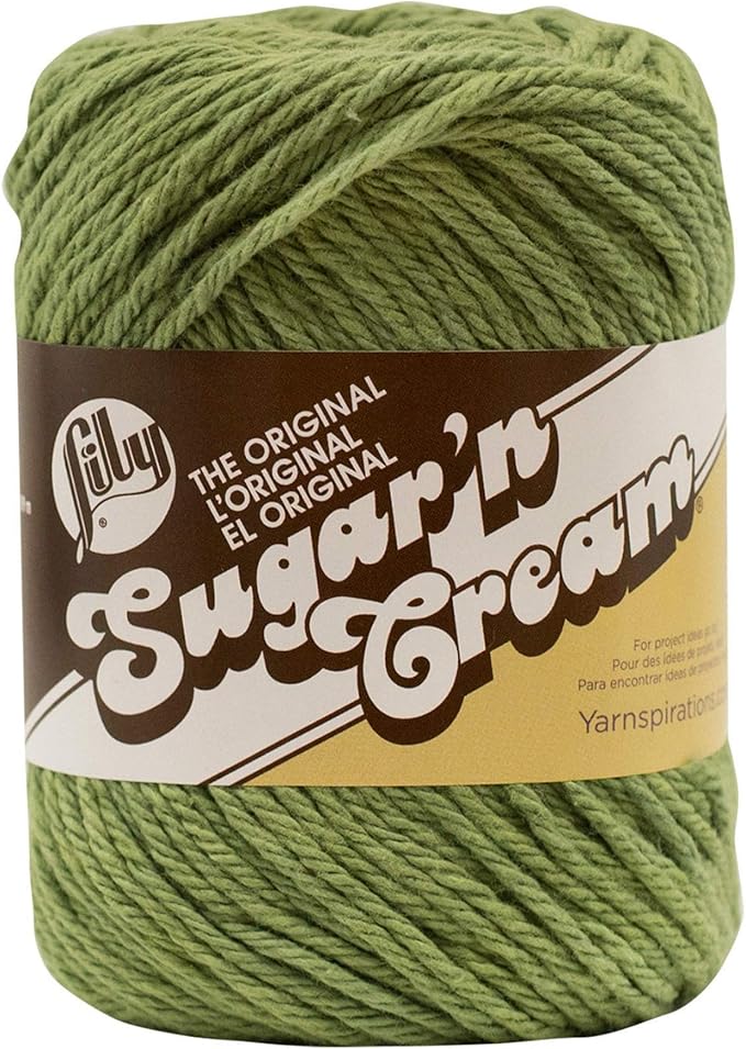 Lily Sugar 'N Cream The Original Solid Yarn, 2.5oz, Medium 4 Gauge, 100% Cotton - Sage Green - Machine Wash & Dry