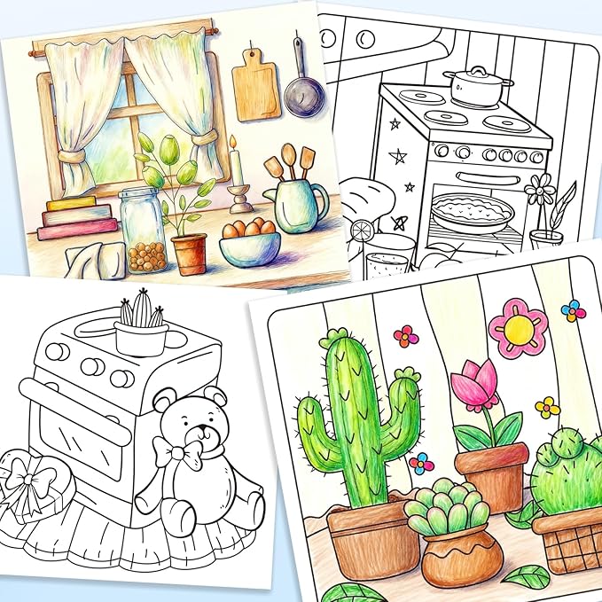yqwuco coloring book set for adults,cute coloring book for adults relaxation with 60 colored markers, anxiety relief gifts with 80 patterns included animal spaces