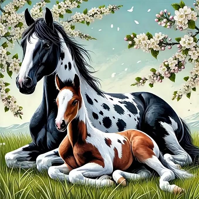 Axquilon Horse Diamond Art Kits for Adults - Diamond Painting Kits for Adults Beginner, DIY 5D Full Drill Horse Gem Art for Home Wall Decor 12x12 inch