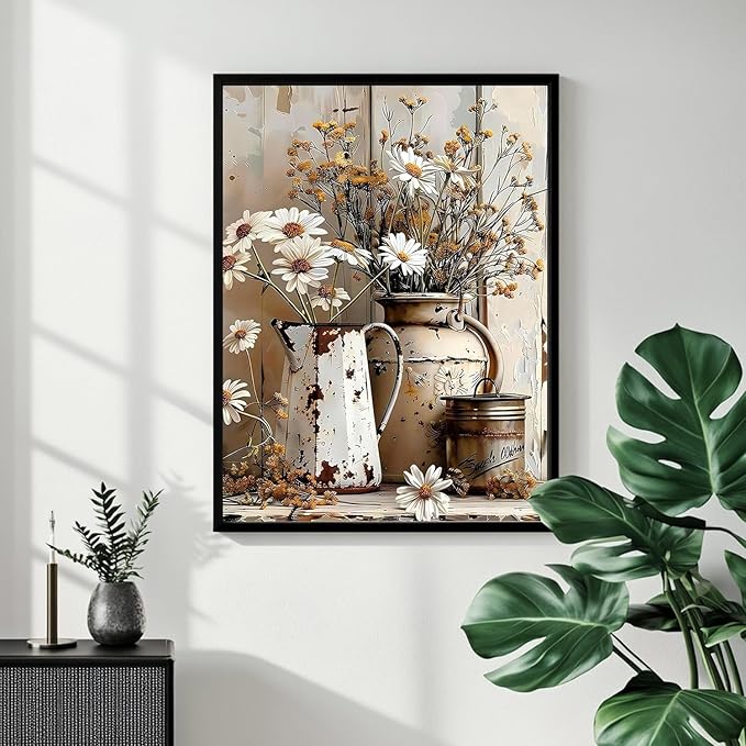 Flowers Paint by Numbers Kit for Adults, Daisy Paint by Numbers Kit for Adults Beginners, DIY Acrylic Painting on Canvas for Home Wall Art Decor(16x20Inch