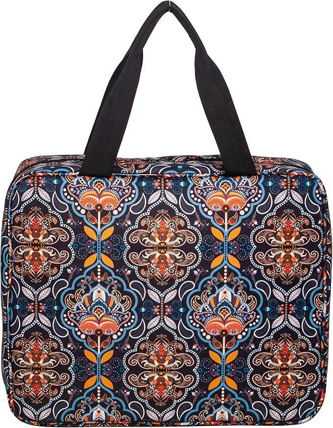 Portable Craft Kits Storage Bag Cross Stitch Starter Kits Embroidery Project Bag Embroidery Tool Storage Tote with Multifunctional Pockets, Bag Only (Colorful Pattern)