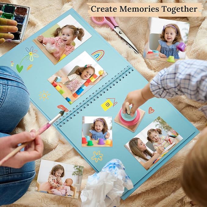 Scrapbook 7x7 Inch DIY Scrapbook Album Hardcover Kraft Paper Scrap Book Photo Albums 40 Pages Perfect for 4x6 / 5x7 Photos Memory Book for Family, Wedding