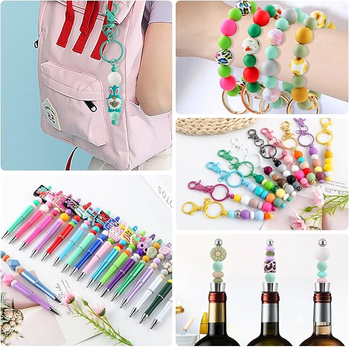 160Pcs 12mm Silicone Beads for Keychain Making Bracelet Necklace, Bulk Round Silicone Beads for Pens（Mint Green）