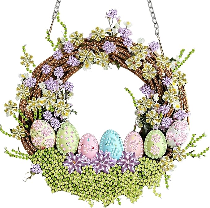 Miwixy Easter Hanging Diamond Art Kits for Adults,Rabbit Special Shaped Crystal Christmas Diamond Painting Ornament Kit DIY Double-Sided Pattern Window Pendant Gem Art Kit for Home Wall Decor