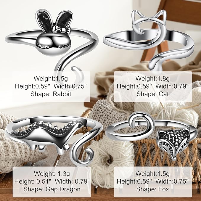 Hotlea 8 Pieces Crochet Tension Rings for Crocheting Yarn Guide Ring for Finger Yarn Crochet Ring Knitting Accessories