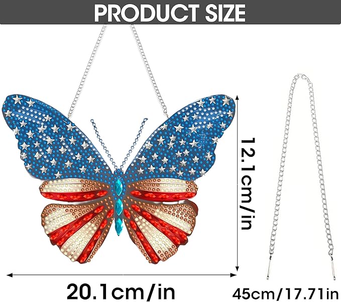 SKRYUIE Butterfly Hanging Diamond Art Kits for Adults Pendant Suncatcher, Special Shaped Crystal DIY Pearl Diamond Painting Kit, Gift for Mother Spring Summer Window Wreath Decor 4.96 x 7.91 Inch A2