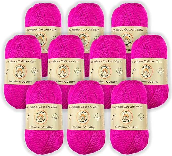 10-Pack of Yonkey Monkey 500 Grams Yarn - 70% Rayon derived from Bamboo, 30% Cotton - Light Rose 9021