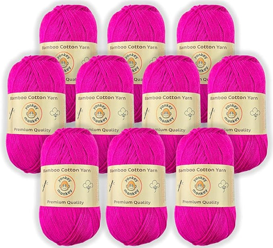 10-Pack of Yonkey Monkey 500 Grams Yarn - 70% Rayon derived from Bamboo, 30% Cotton - Light Rose 9021