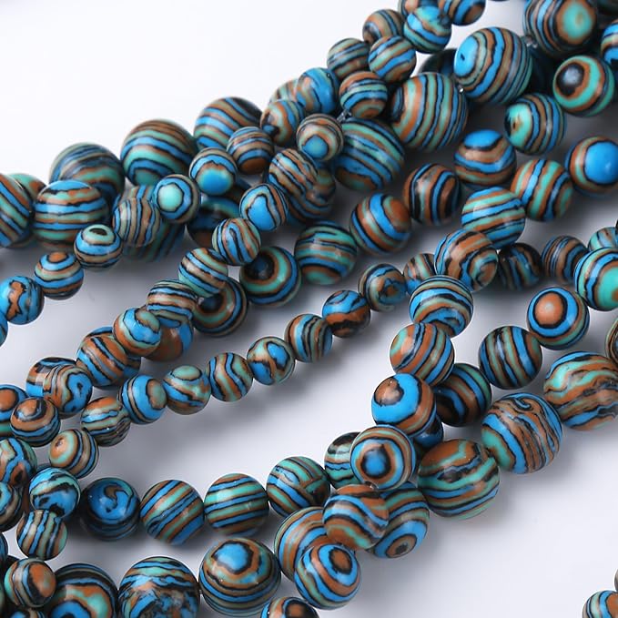 Blue Peacock Turquoise Stone Beads for Jewelry Making Gemstone Round Crystal Bracelet Necklace 1 Strand 15.5inch 31PCS 12MM