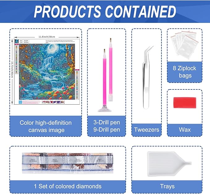 Camocin Diamond Art Kits for Adults Waterfall, 5D Waterfall Diamond Painting Kits for Adults Beginners, DIY Landscape Scenery Full Round Dots Drill Gem Art Kit for Gift Home Wall Decor 14 x 14 Inch