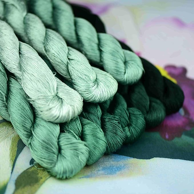 Natural 100% Silk Thread, Handmade Embroidery Thread Silk Floss 9 Colors 110m Each (34)