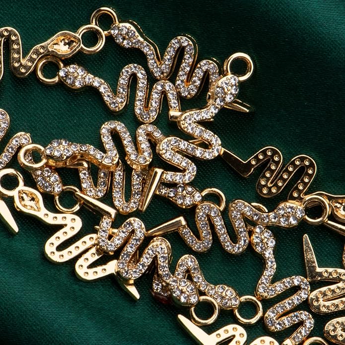 Pack of 20 Rhinestone Charms Gold Plated Pendants Pave Crystal Accessories for Necklace Bracelet Jewelry Making DIY Crafting