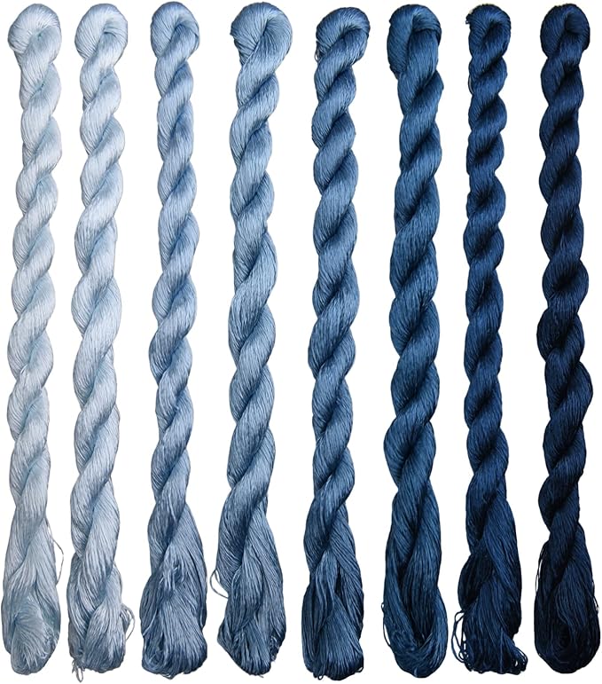 Natural 100% Silk Thread, Handmade Embroidery Thread Silk Floss 8 Colors 110m Each (73)