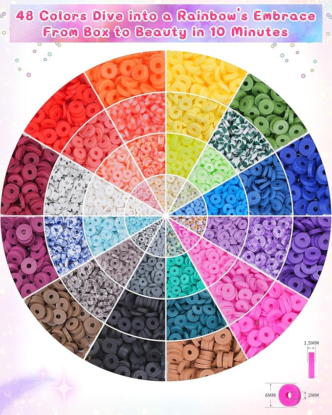 Mio Angle Friendship Bracelet Making Kit 3 Box 48 Colors Clay Beads Heishi Beads Jewelry Making Kit Letter Beads Charms Pearl Cute Chams Holiday Gifts for Girls Adults